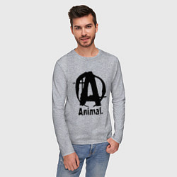 Лонгслив хлопковый мужской Animal Logo, цвет: меланж — фото 2