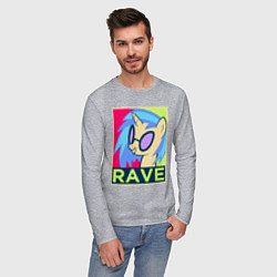 Лонгслив хлопковый мужской DJ Pon-3 RAVE, цвет: меланж — фото 2