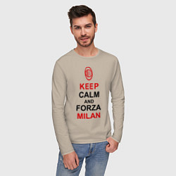 Лонгслив хлопковый мужской Keep Calm & Forza Milan, цвет: миндальный — фото 2