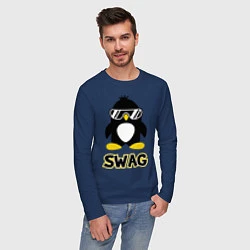 Лонгслив хлопковый мужской SWAG Penguin, цвет: тёмно-синий — фото 2
