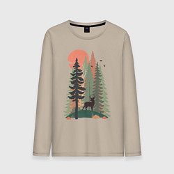 Лонгслив хлопковый мужской Forest Adventure, цвет: миндальный