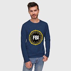Лонгслив хлопковый мужской FBI Departament, цвет: тёмно-синий — фото 2