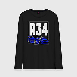 Лонгслив хлопковый мужской R34 Nissan, цвет: черный