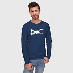 Лонгслив хлопковый мужской DMC, цвет: тёмно-синий — фото 2