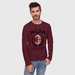Лонгслив хлопковый мужской Milan: I Rossoneri цвета меланж-бордовый — фото 2