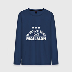 Лонгслив хлопковый мужской World's Best Mailman, цвет: тёмно-синий