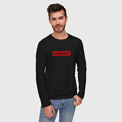 Лонгслив хлопковый мужской Obey workout, цвет: черный — фото 2