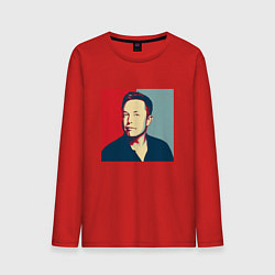 Лонгслив хлопковый мужской Elon Musk: Portrait цвета красный — фото 1
