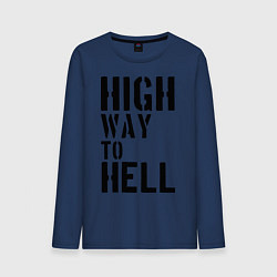 Лонгслив хлопковый мужской High way to hell, цвет: тёмно-синий