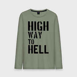 Лонгслив хлопковый мужской High way to hell, цвет: авокадо