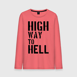 Лонгслив хлопковый мужской High way to hell, цвет: коралловый