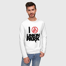 Лонгслив хлопковый мужской I love Linkin Park, цвет: белый — фото 2
