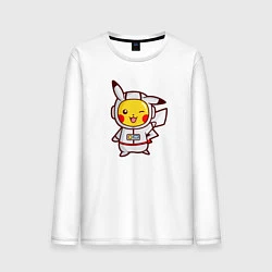 Лонгслив хлопковый мужской Pikachu Astronaut, цвет: белый