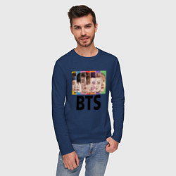 Лонгслив хлопковый мужской BTS: Boys Faces, цвет: тёмно-синий — фото 2