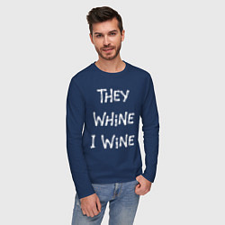 Лонгслив хлопковый мужской They Whine I Wine, цвет: тёмно-синий — фото 2
