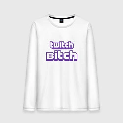 Лонгслив хлопковый мужской Twitch Bitch, цвет: белый