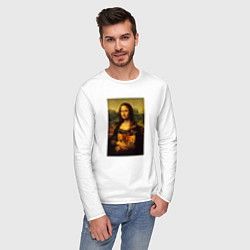 Лонгслив хлопковый мужской Мона Лиза и Фастфуд, цвет: белый — фото 2