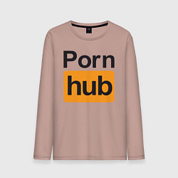 Лонгслив хлопковый мужской PornHub, цвет: пыльно-розовый