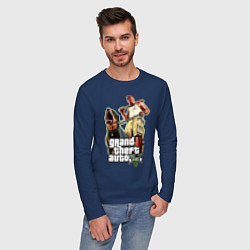 Лонгслив хлопковый мужской GTA 5: Man & Dog, цвет: тёмно-синий — фото 2