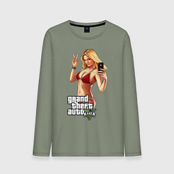 Лонгслив хлопковый мужской GTA V: Selfie, цвет: авокадо
