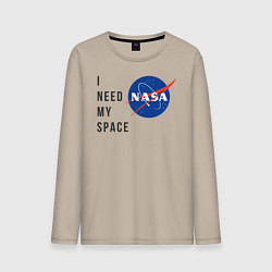 Лонгслив хлопковый мужской Nasa i need my space, цвет: миндальный