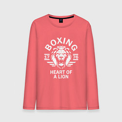 Лонгслив хлопковый мужской Бокс - сердце льва, цвет: коралловый