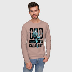 Лонгслив хлопковый мужской God of Calamity, цвет: пыльно-розовый — фото 2