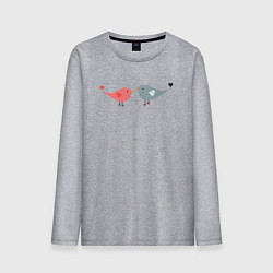 Лонгслив хлопковый мужской Птички-сердечки, цвет: меланж