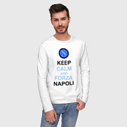 Лонгслив хлопковый мужской Keep Calm & Forza Napoli, цвет: белый — фото 2
