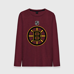 Лонгслив хлопковый мужской Boston Bruins NHL, цвет: меланж-бордовый