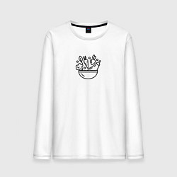 Лонгслив хлопковый мужской Vegan Food Минимализм, цвет: белый