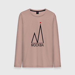 Лонгслив хлопковый мужской Москва-чёрный логотип-2, цвет: пыльно-розовый