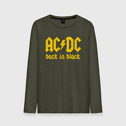 Лонгслив хлопковый мужской ACDC BACK IN BLACK цвета меланж-хаки — фото 1