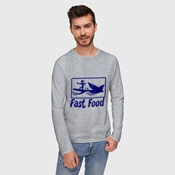 Лонгслив хлопковый мужской Shark fast food, цвет: меланж — фото 2