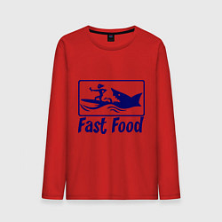 Лонгслив хлопковый мужской Shark fast food, цвет: красный
