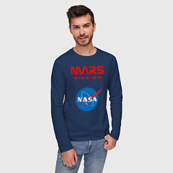 Лонгслив хлопковый мужской Nasa Mars mission, цвет: тёмно-синий — фото 2
