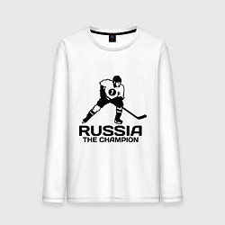 Лонгслив хлопковый мужской Russia: Hockey Champion, цвет: белый