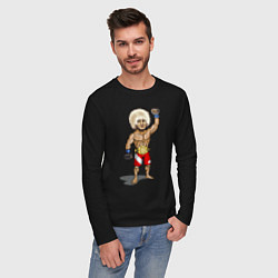 Лонгслив хлопковый мужской Хабиб Нурмагомедов, цвет: черный — фото 2