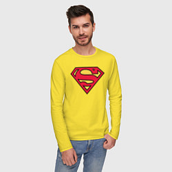 Лонгслив хлопковый мужской Superman logo цвета желтый — фото 2