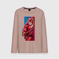 Лонгслив хлопковый мужской Flash, Justice League, цвет: пыльно-розовый
