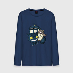 Лонгслив хлопковый мужской Tardis Totoro, цвет: тёмно-синий