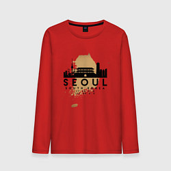 Лонгслив хлопковый мужской Сеул Южная Корея, цвет: красный