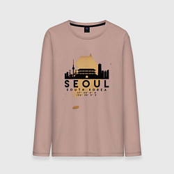Лонгслив хлопковый мужской Сеул Южная Корея, цвет: пыльно-розовый
