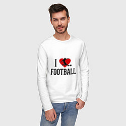 Лонгслив хлопковый мужской I love football, цвет: белый — фото 2