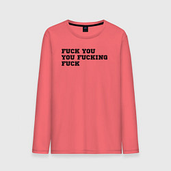 Лонгслив хлопковый мужской FUCK YOU SHAMELESS, цвет: коралловый