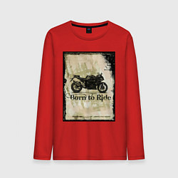 Лонгслив хлопковый мужской Born to Ride, цвет: красный