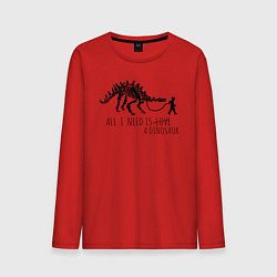 Лонгслив хлопковый мужской All a need is dinosaur, цвет: красный