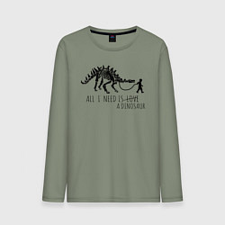 Лонгслив хлопковый мужской All a need is dinosaur, цвет: авокадо