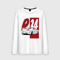 Лонгслив хлопковый мужской Drift Cars Nissan Skyline R34, цвет: белый