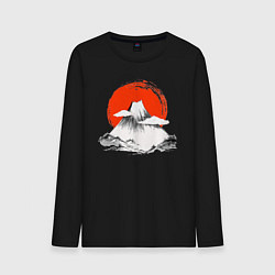 Лонгслив хлопковый мужской Гора Фудзияма, цвет: черный